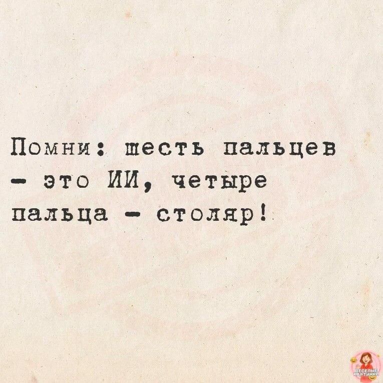Помни: шесть пальцев - это ИИ, четыре пальца - столяр!