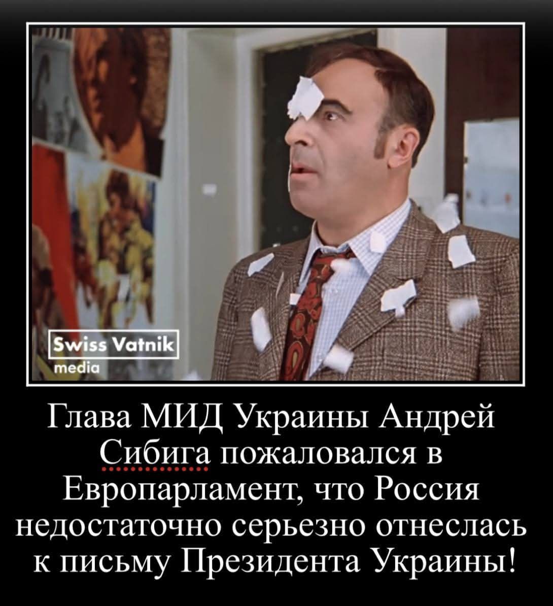 Глава МИД Украины Андрей Сибига пожаловался в Европарламент, что Россия недостаточно серьезно отнеслась к письму Президента Украины! Swiss Vatnik media