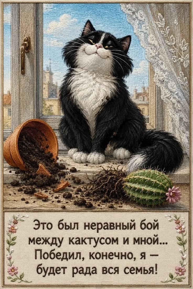 Это был неравный бой между кактусом и мной... Победил, конечно, я — будет рада вся семья!