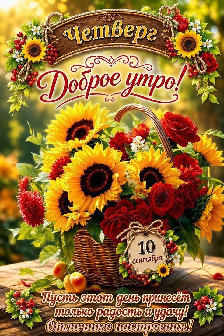Четверг Доброе утро! 10 сентября Пусть этот день принесёт только радость и удачу! Отличного настроения!