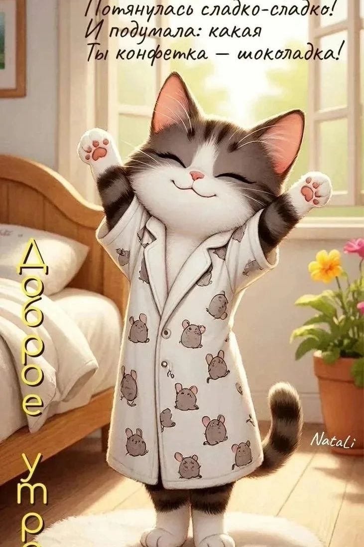 Потянулась сладко-сладко! И подумала: какая Ты конфетка — шоколадка! Доброе утро! Natali