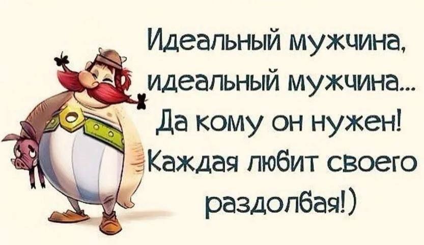 Идеальный мужчина, идеальный мужчина... Да кому он нужен! Каждая любит своего раздолбая!)