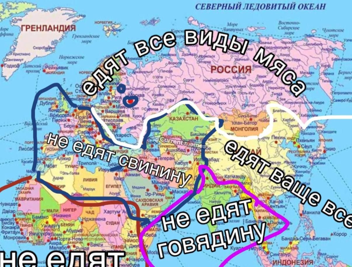 едят все виды мяса не едят свинину едят ваще все не едят говядину