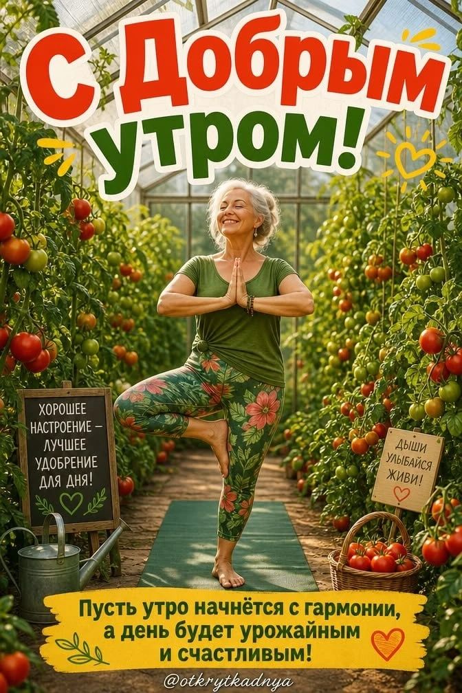С Добрым утром! ХОРОШЕЕ НАСТРОЕНИЕ - ЛУЧШЕЕ УДОБРЕНИЕ ДЛЯ ДНЯ! ДЫШИ УЛЫБАЙСЯ ЖИВИ! Пусть утро начнется с гармонии, а день будет урожайным и счастливым! @otkrytkadnya