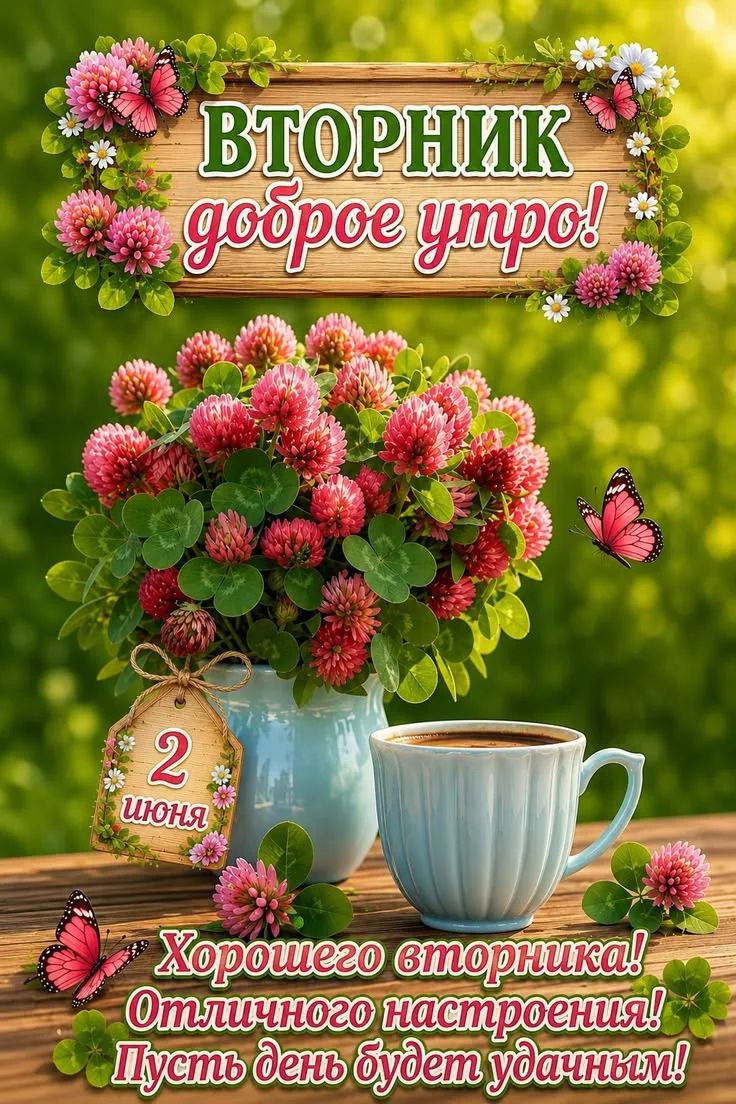 ВТОРНИК доброе утро! 2 ИЮНЯ Хорошего вторника! Отличного настроения! Пусть день будет удачным!