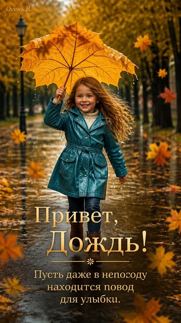 Осень.В. Привет, Дождь! Пусть даже в непогоду находится повод для улыбки.