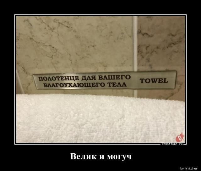 ПОЛОТЕНЦЕ ДЛЯ ВАШЕГО БЛАГОУХАЮЩЕГО ТЕЛА TOWEL Великий и могуч