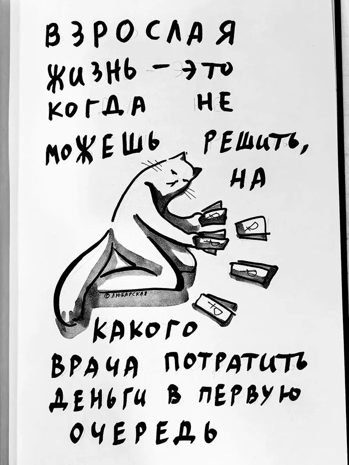 Взрослая жизнь — это когда не можешь решить, на какого врача потратить деньги в первую очередь