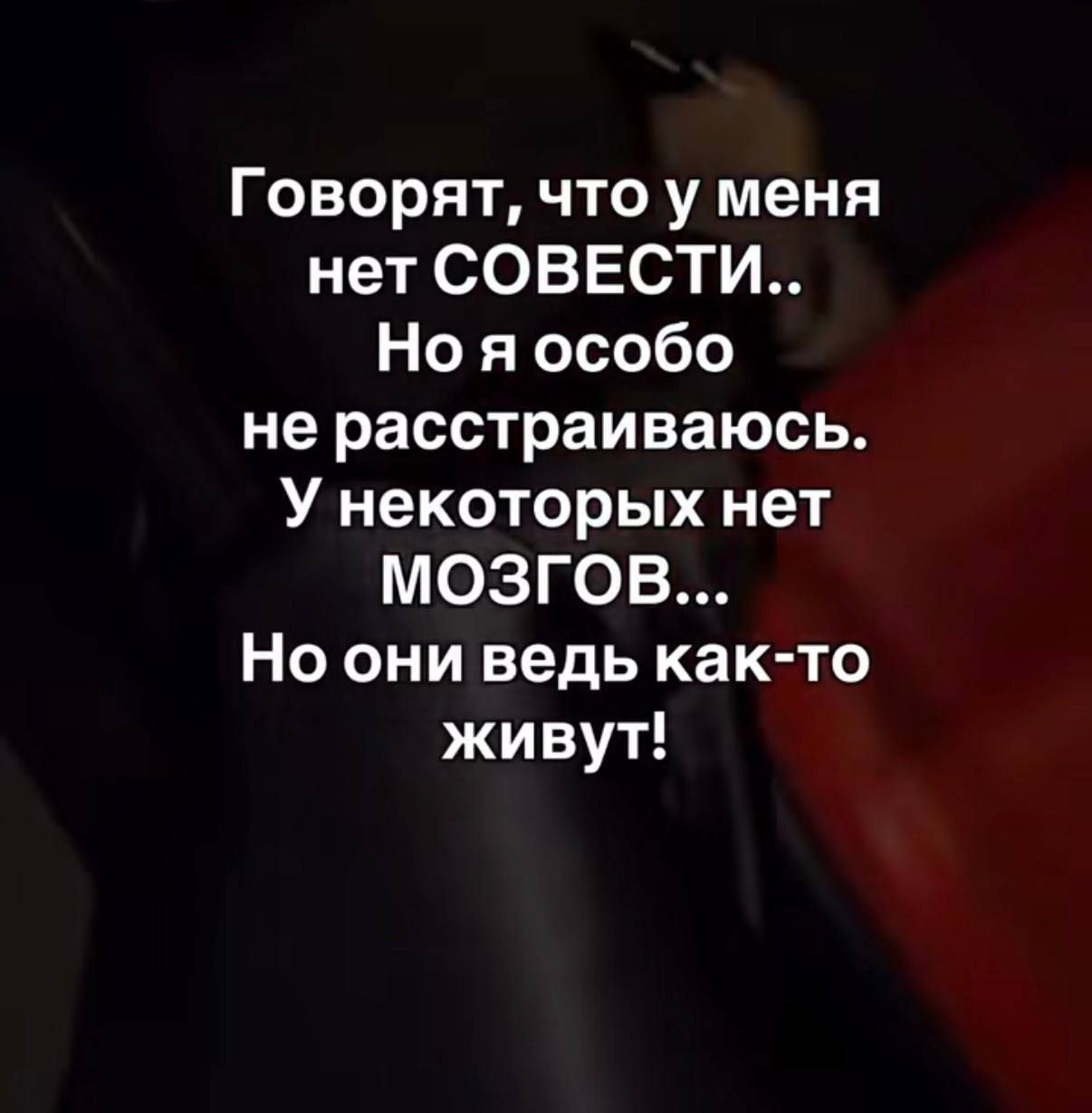 Говорят, что у меня нет СОВЕСТИ.. Но я особо не расстраиваюсь. У некоторых нет МОЗГОВ... Но они ведь как-то живут!