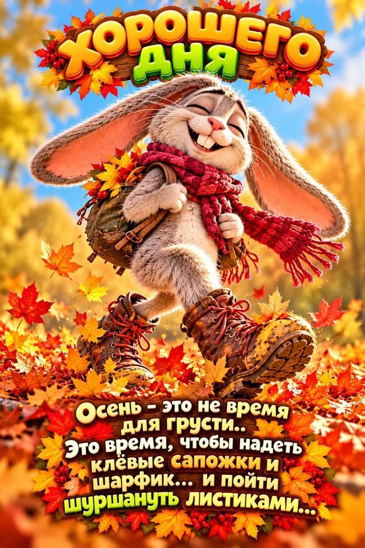 ХОРОШЕГО ДНЯ. Осень - это не время для грусти.. Это время, чтобы надеть клёвые сапожки и шарфик... и пойти шуршануть листиками...