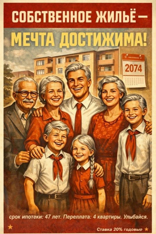 СОБСТВЕННОЕ ЖИЛЬЁ – МЕЧТА ДОСТИЖИМА! 2074 срок ипотеки: 47 лет. Переплата: 4 квартиры. Улыбайся. Ставка 20% годовых