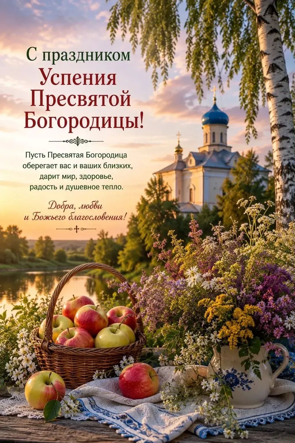 С праздником Успения Пресвятой Богородицы! Пусть Пресвятая Богородица оберегает вас и ваших близких, дарит мир, здоровье, радость и душевное тепло. Добра, любви и Божьего благословения!