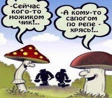 Сейчас кого-то ножиком чик!.. А кому-то сапогом по репе - хрясь!...
