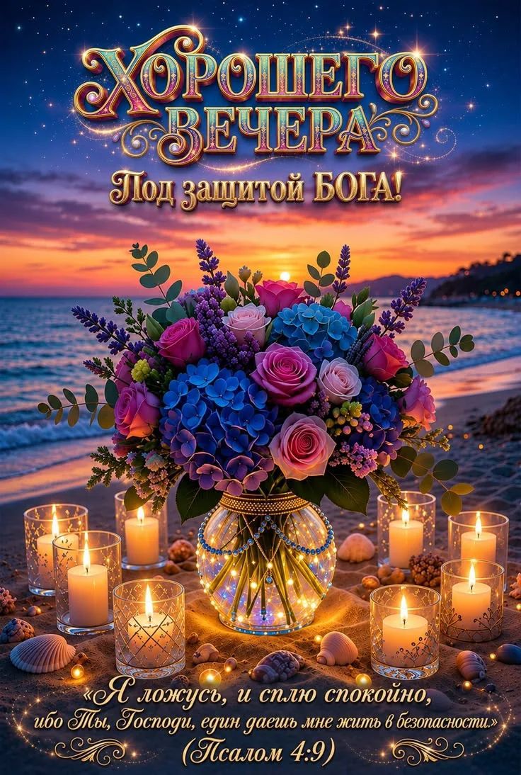 ХОРОШЕГО ВЕЧЕРА! Под защитой БОГА! «Я ложусь, и сплю спокойно, ибо Ты, Господи, един даешь мне жить в безопасности.» (Псалом 4:9)