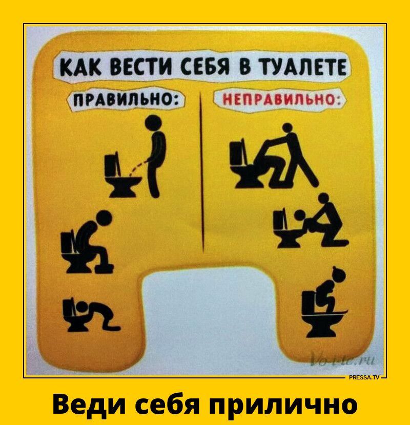 КАК ВЕСТИ СЕБЯ В ТУАЛЕТЕ ПРАВИЛЬНО: НЕПРАВИЛЬНО: Веди себя прилично