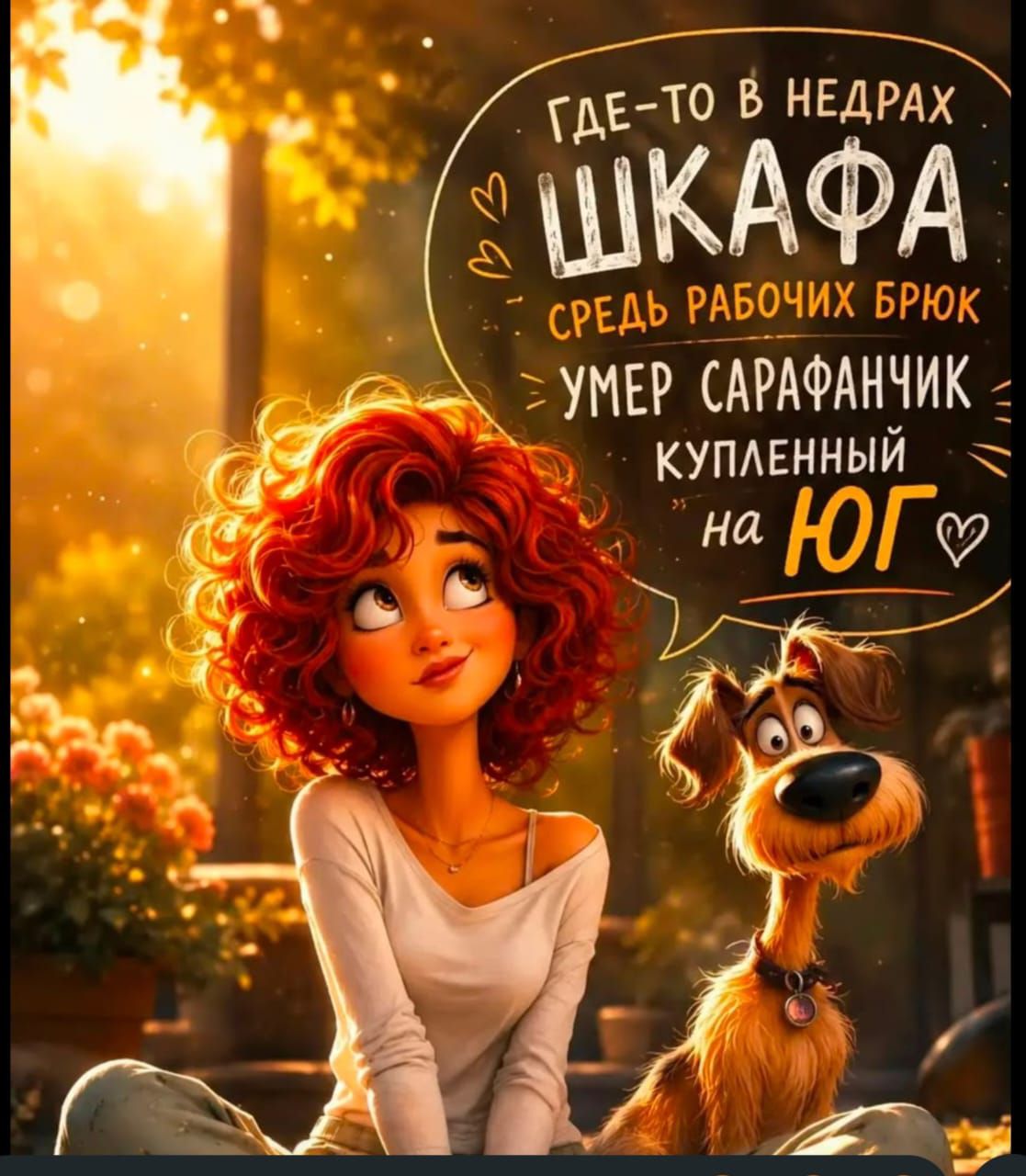 ГДЕ-ТО В НЕДРАХ ШКАФА СРЕДЬ РАБОЧИХ БРЮК УМЕР САРАФАНЧИК КУПЛЕННЫЙ НА ЮГ