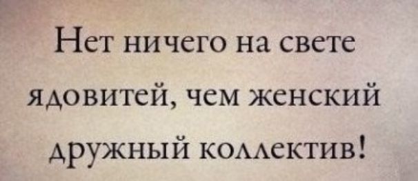 Нет ничего на свете ядовитей, чем женский дружный коллектив!