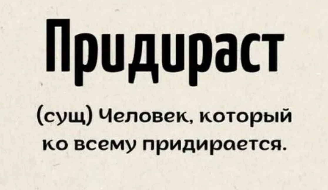 Придираст (сущ) Человек, который ко всему придирается.