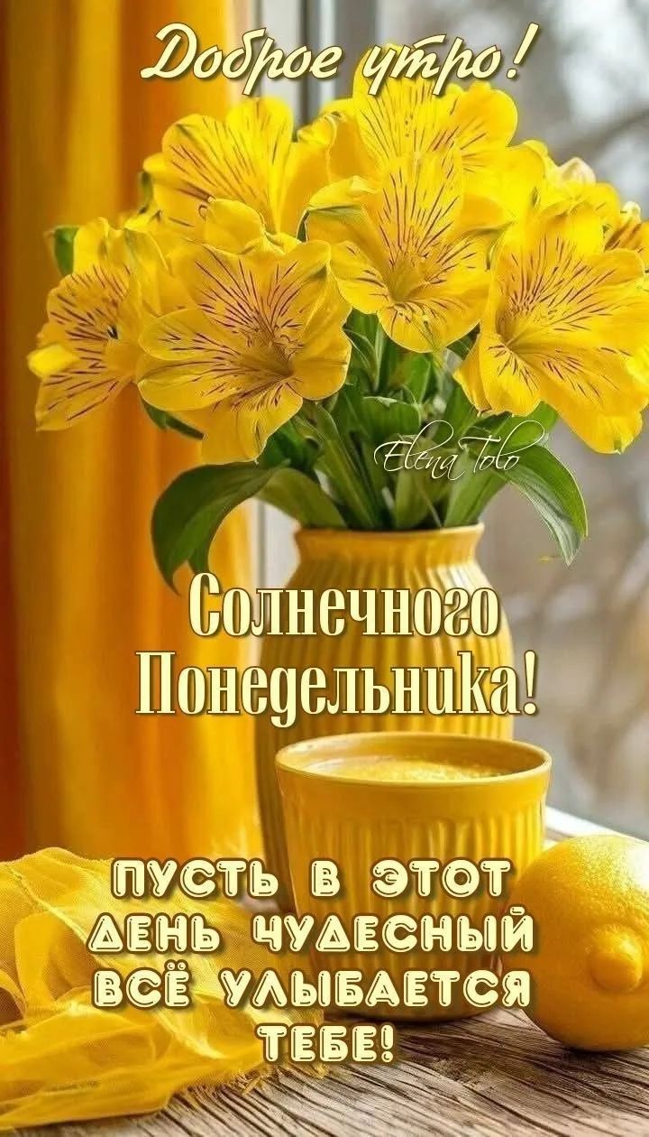 Доброе утро! Солнечного Понедельника! Пусть в этот день чудесный всё улыбается тебе!