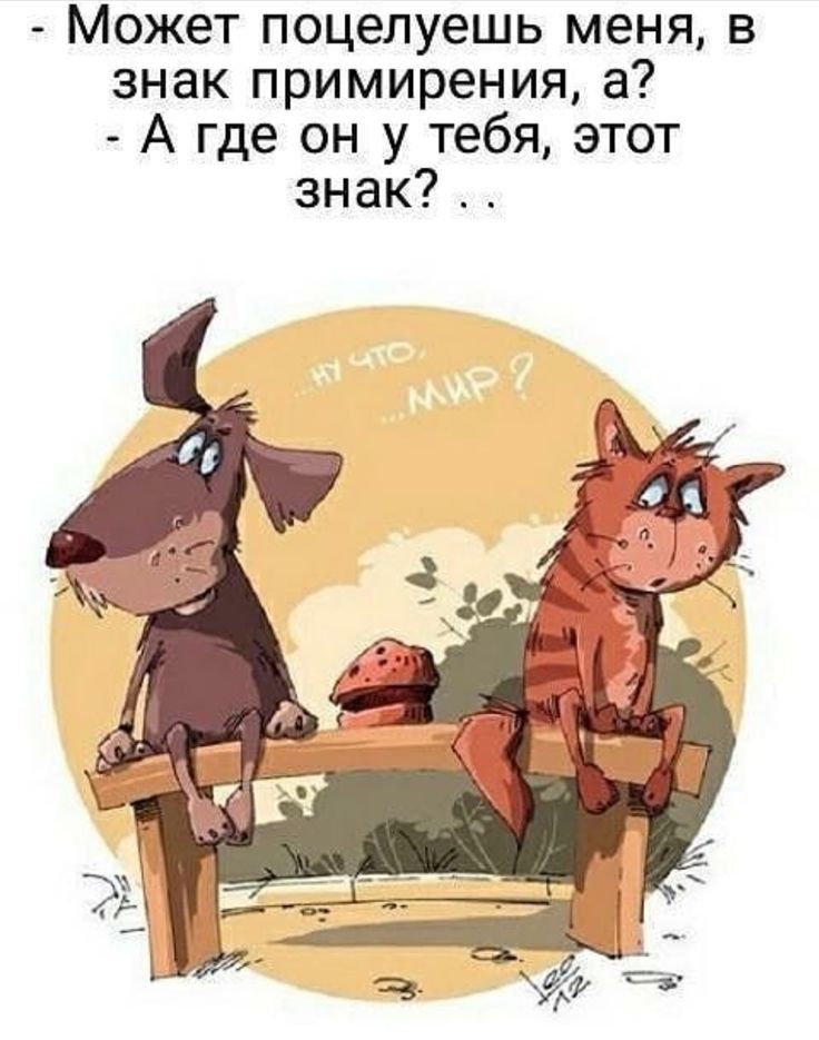 - Может поцелуешь меня, в знак примирения, а? - А где он у тебя, этот знак? .. ...ну что, ...МИР?