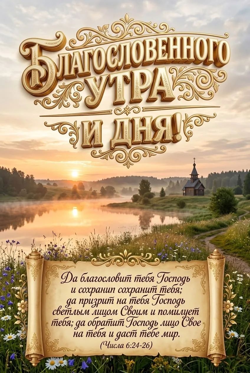 БЛАГОСЛОВЕННОГО УТРА И ДНЯ! Да благословит тебя Господь и сохранит сохранит тебя; да призрит на тебя Господь светлым лицом Своим и помилует тебя; да обратит Господь лицо Свое на тебя и даст тебе мир. (Числа 6:24-26)