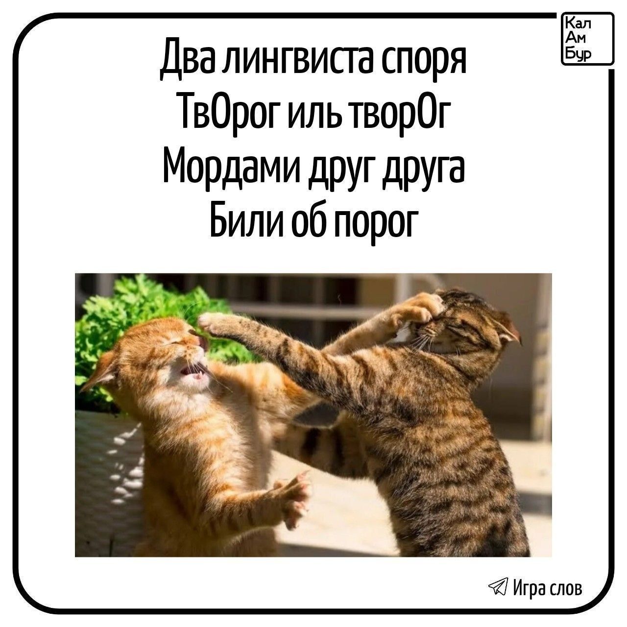 Два лингвиста споря ТвОрог иль творОг Мордами друг друга Били об порог