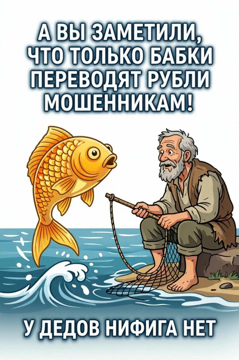 А вы заметили, что только бабки переводят рубли мошенникам! У дедов нифига нет