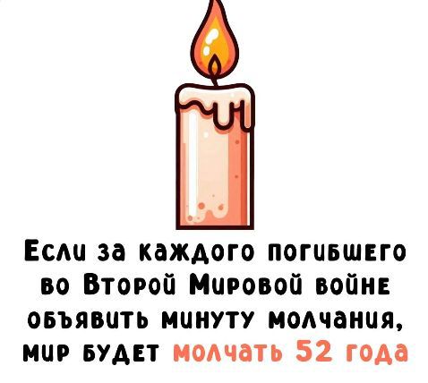 Если за каждого погибшего во Второй Мировой войне объявить минуту молчания, мир будет молчать 52 года