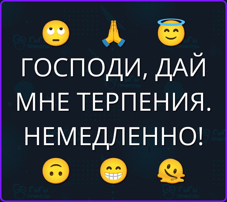 ГОСПОДИ, ДАЙ МНЕ ТЕРПЕНИЯ. НЕМЕДЛЕННО!