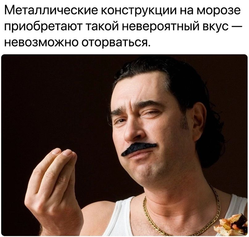 Металлические конструкции на морозе приобретают такой невероятный вкус — невозможно оторваться.