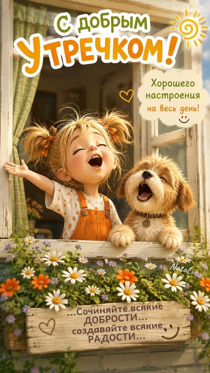 С добрым утречком! Хорошего настроения на весь день! Сочиняйте всякие добрости... создавайте всякие радости...