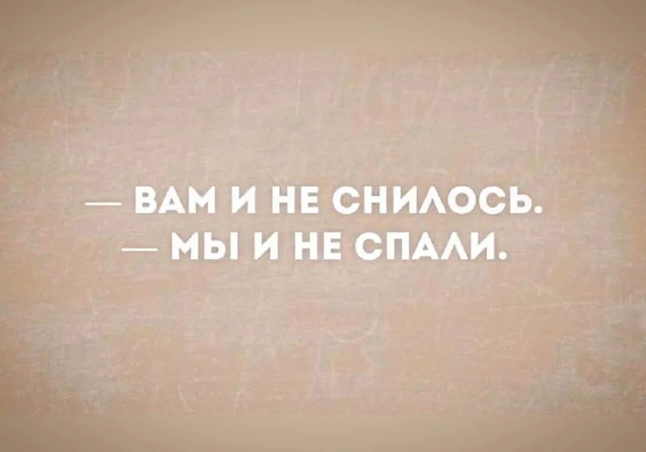 ВАМ И НЕ СНИЛОСЬ. МЫ И НЕ СПАЛИ.