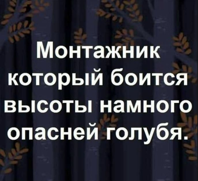 Монтажник который боится высоты намного опасней голубя.
