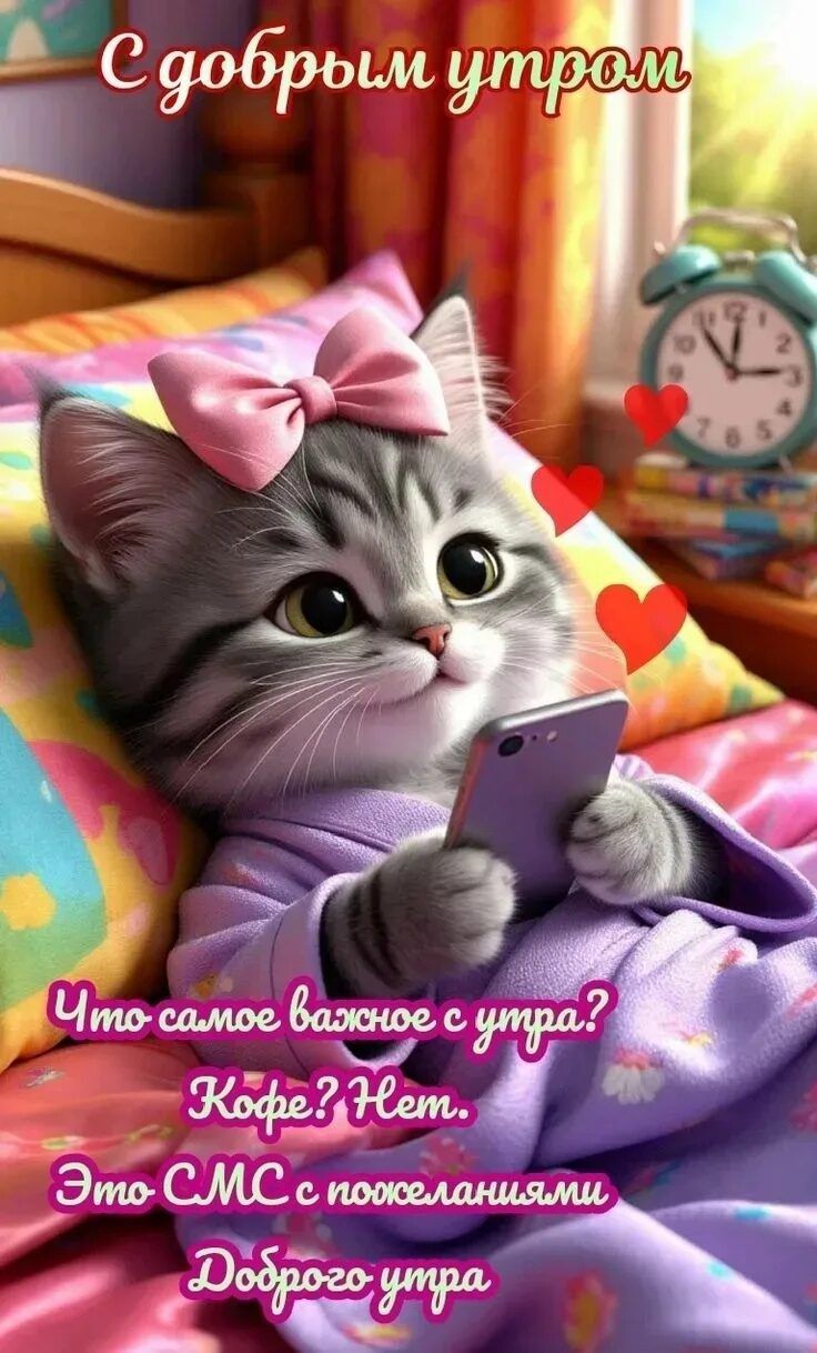 С добрым утром Что самое важное с утра? Кофе? Нет. Это СМС с пожеланиями Доброго утра