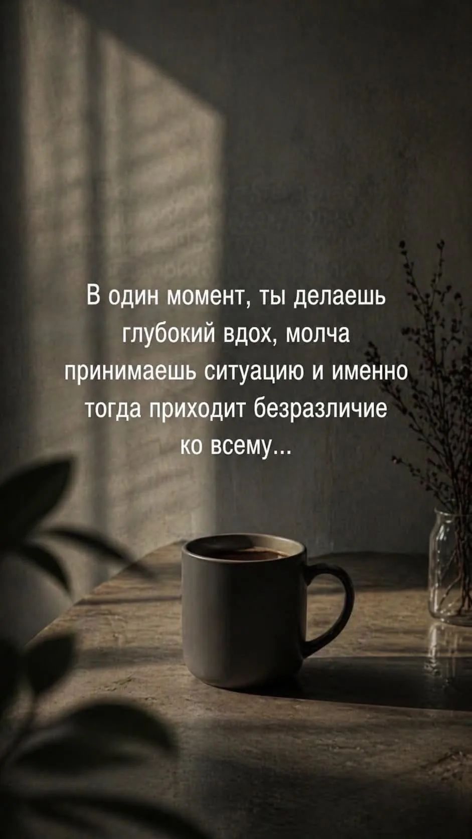 В один момент, ты делаешь глубокий вдох, молча принимаешь ситуацию и именно тогда приходит безразличие ко всему...