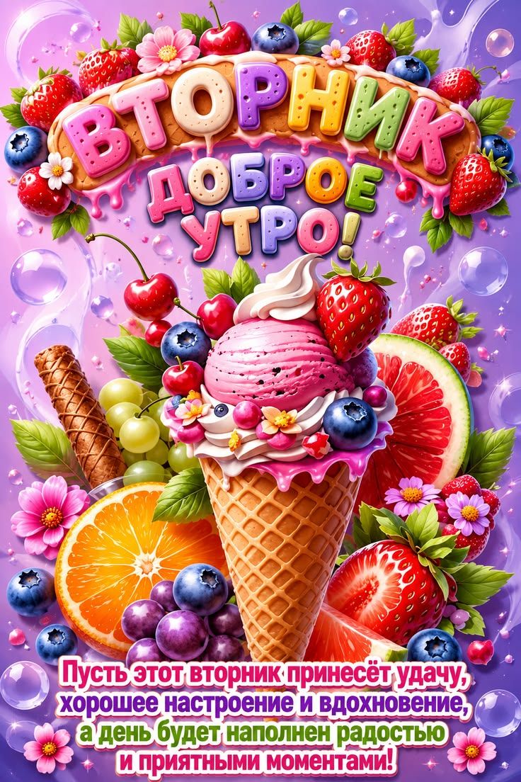 ВТОРНИК ДОБРОЕ УТРО! Пусть этот вторник принесёт удачу, хорошее настроение и вдохновение, а день будет наполнен радостью и приятными моментами!