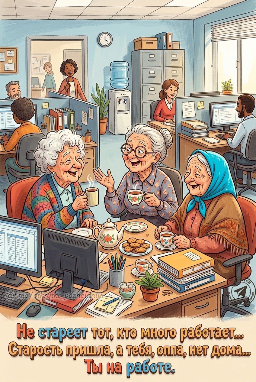 Не стареет тот, кто много работает... Старость пришла, а тебя, оппа, нет дома... Ты на работе.