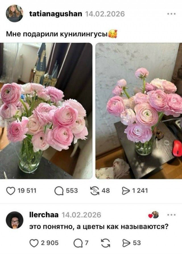 Мне подарили кунилингусы. это понятно, а цветы как называются?