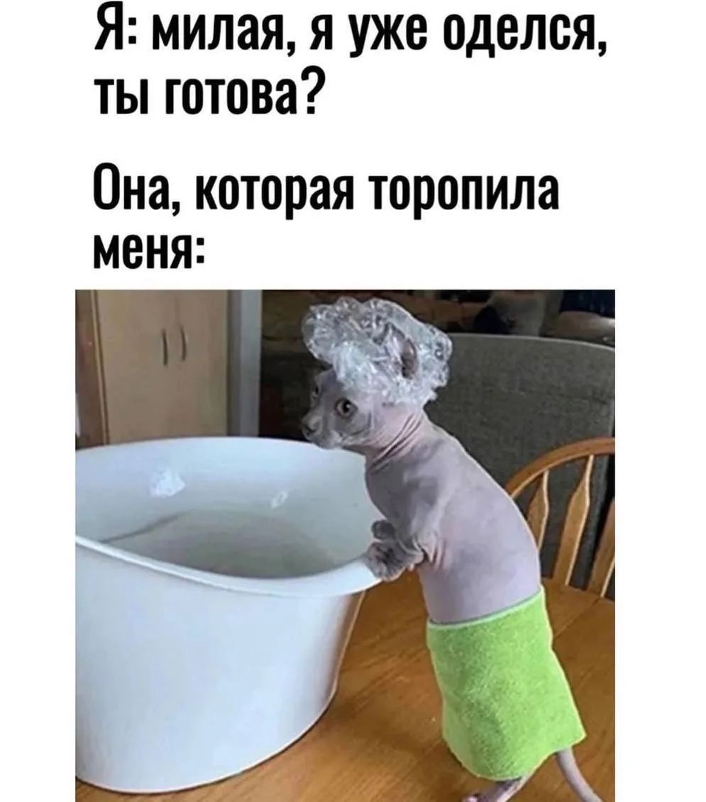 Я: милая, я уже оделся, ты готова? Она, которая торопила меня: