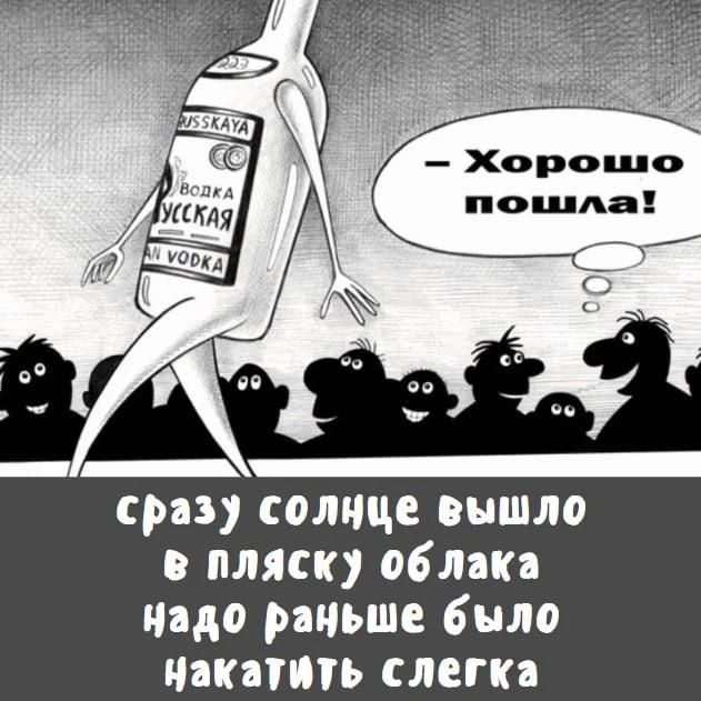 RUSSKAYA ВОДКА РУССКАЯ — Хорошо пошла! сразу солнце вышло в пляску облака надо раньше было накатить слегка