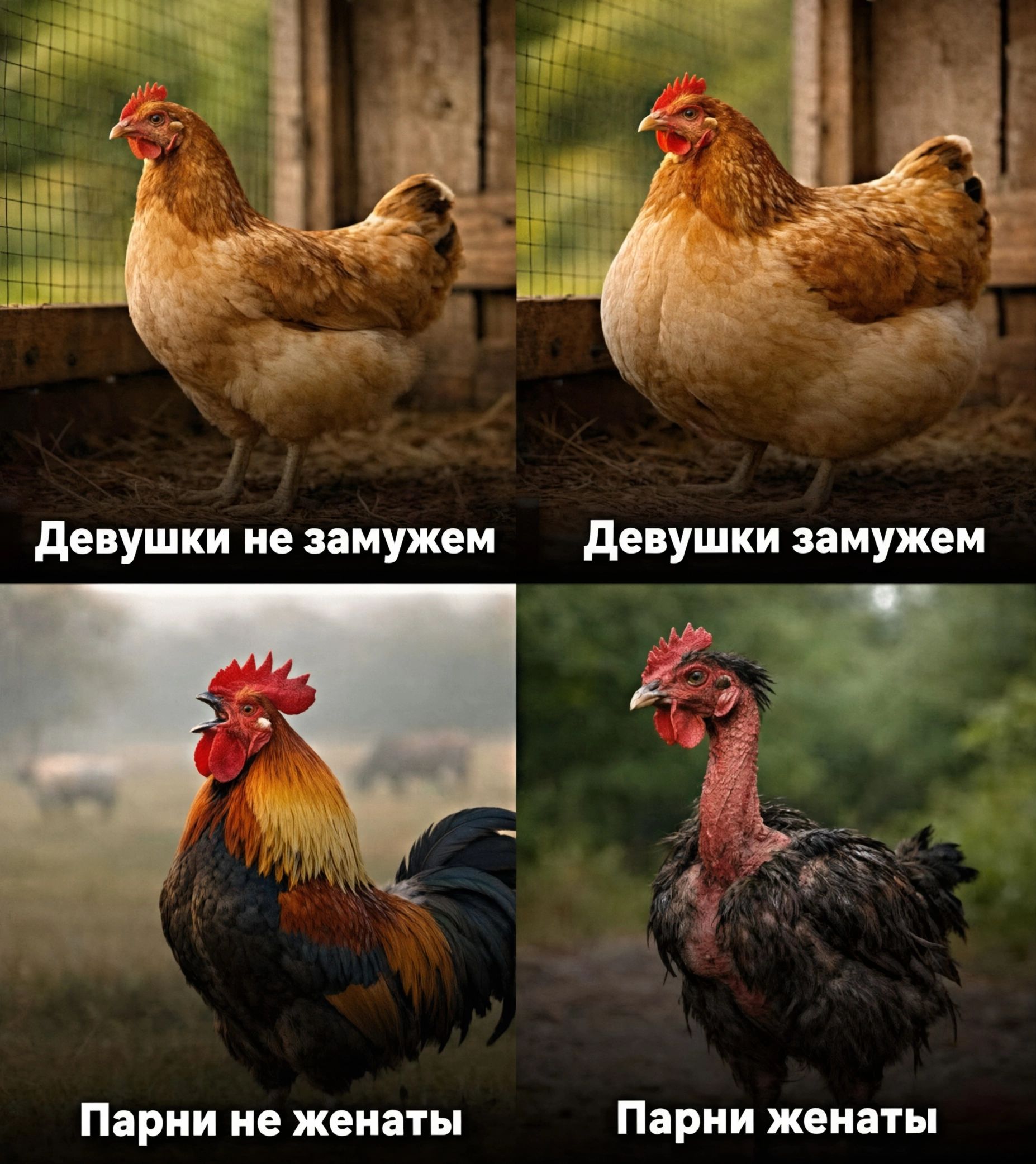 Девушки не замужем Девушки замужем Парни не женаты Парни женаты
