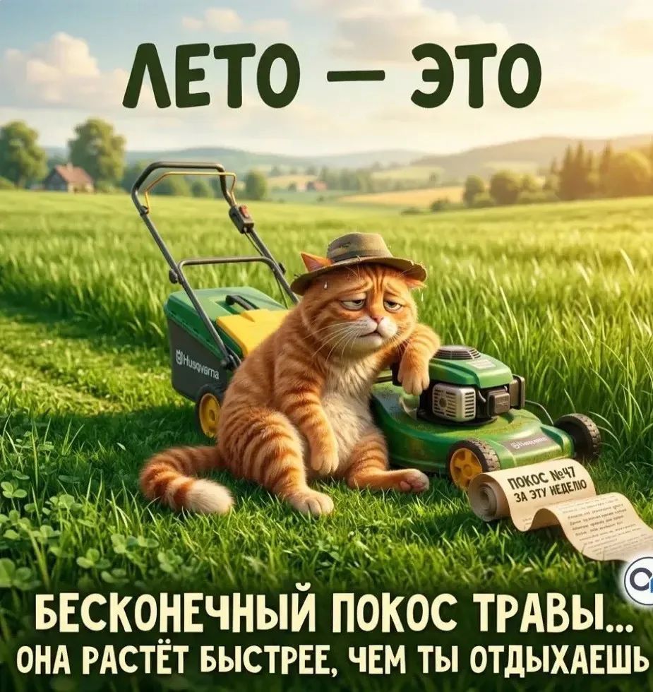 Лето — это бесконечный покос травы... Она растёт быстрее, чем ты отдыхаешь