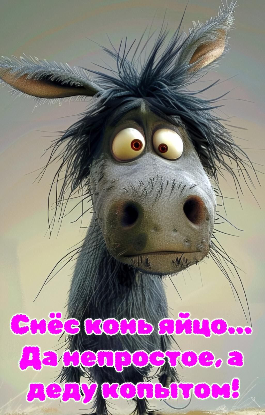 Снёс конь яйцо... Да непростое, а деду копытом!