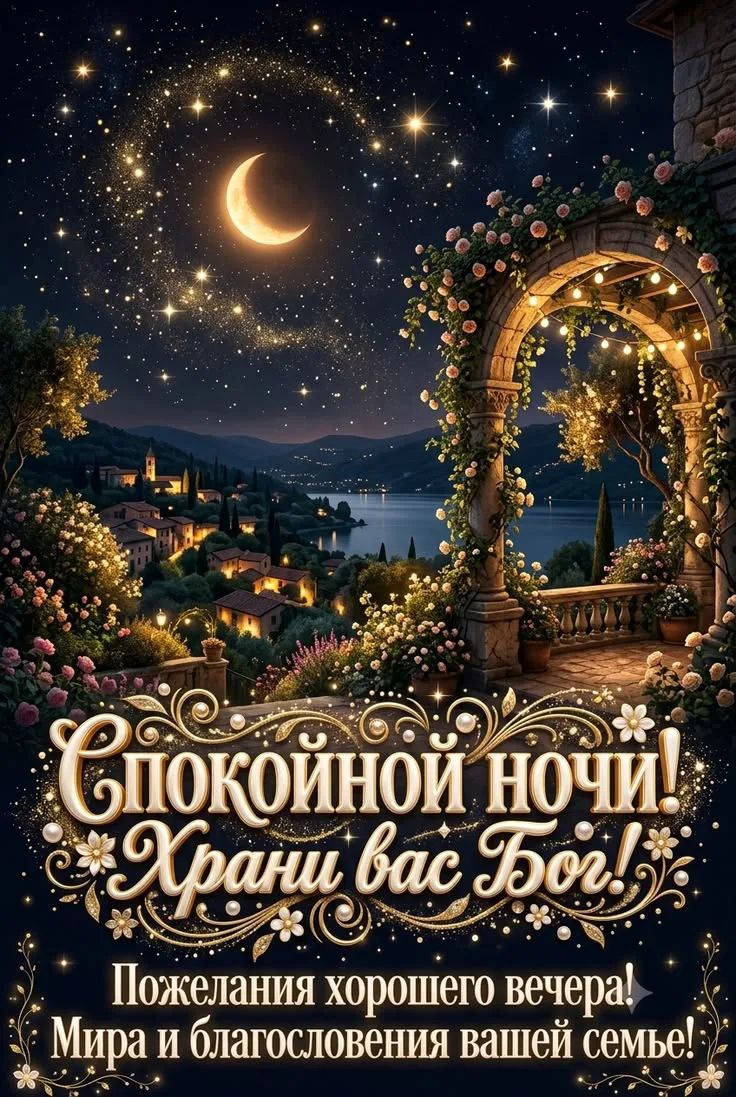 Спокойной ночи! Храни вас Бог! Пожелания хорошего вечера! Мира и благословения вашей семье!