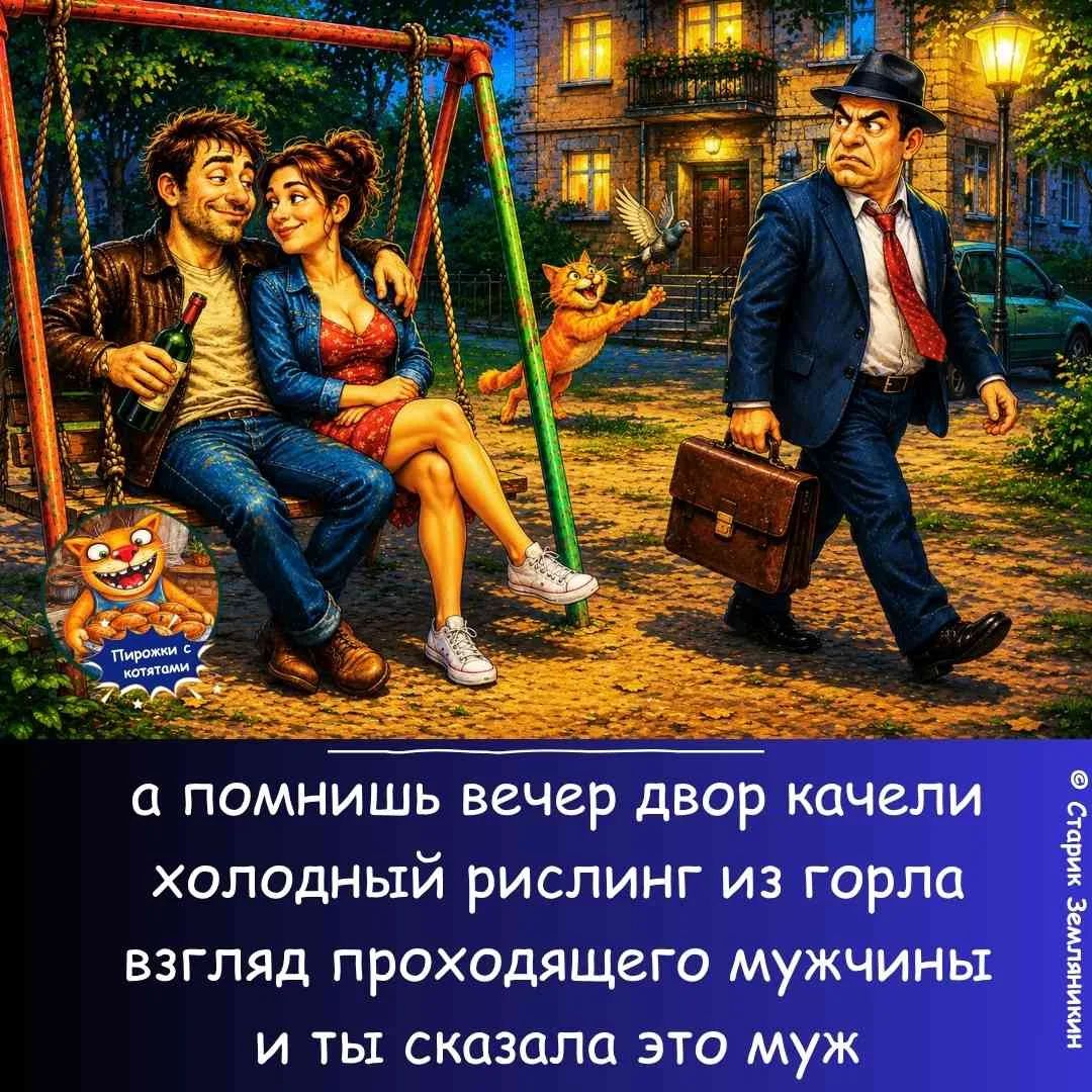 Пирожки с котятами а помнишь вечер двор качели холодный рислинг из горла взгляд проходящего мужчины и ты сказала это муж