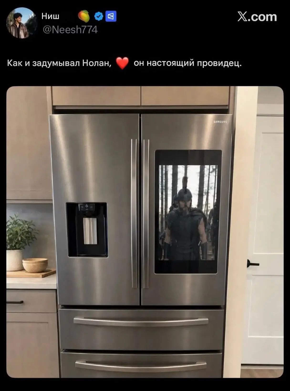 Ниш @Neesh774 Как и задумывал Нолан, ❤️ он настоящий провидец. X.com SAMSUNG