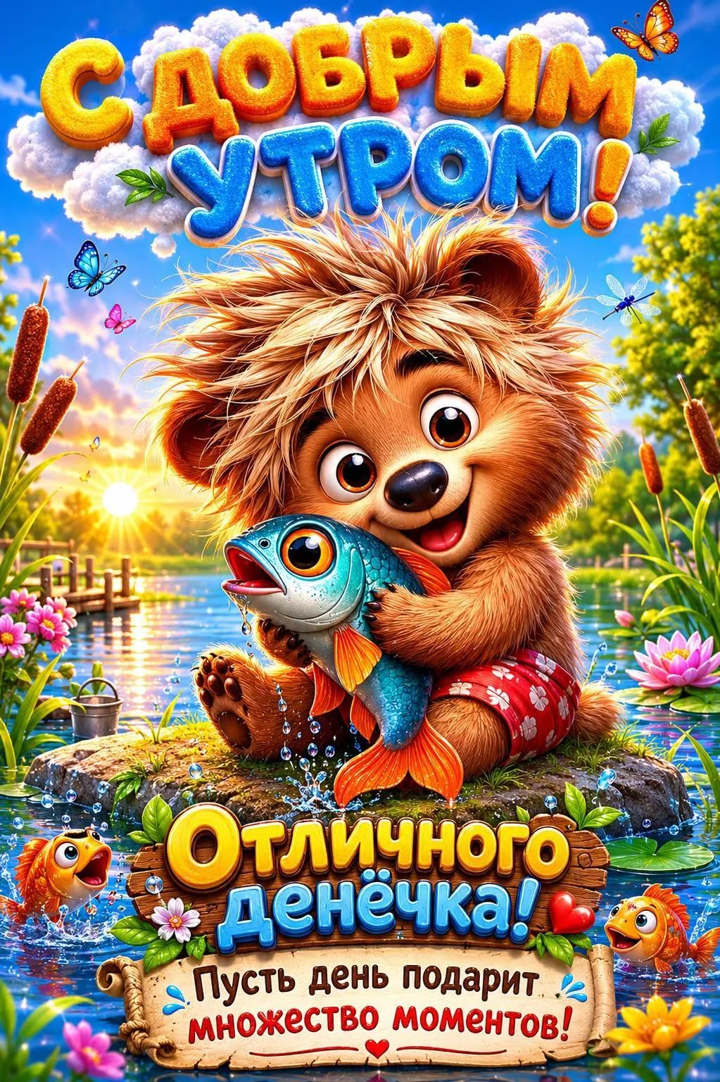 С добрым утром! Отличного денёчка! Пусть день подарит множество моментов!