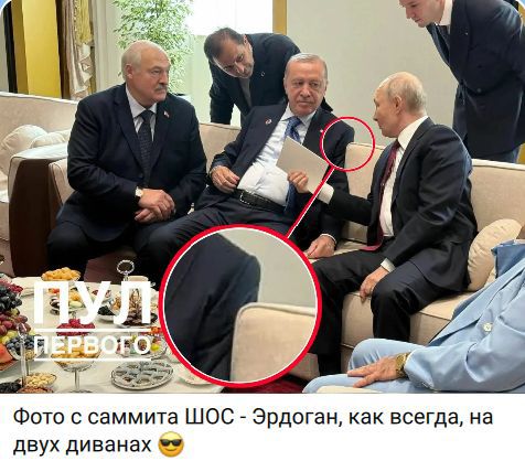 ПУЛ ПЕРВОГО. Фото с саммита ШОС - Эрдоган, как всегда, на двух диванах