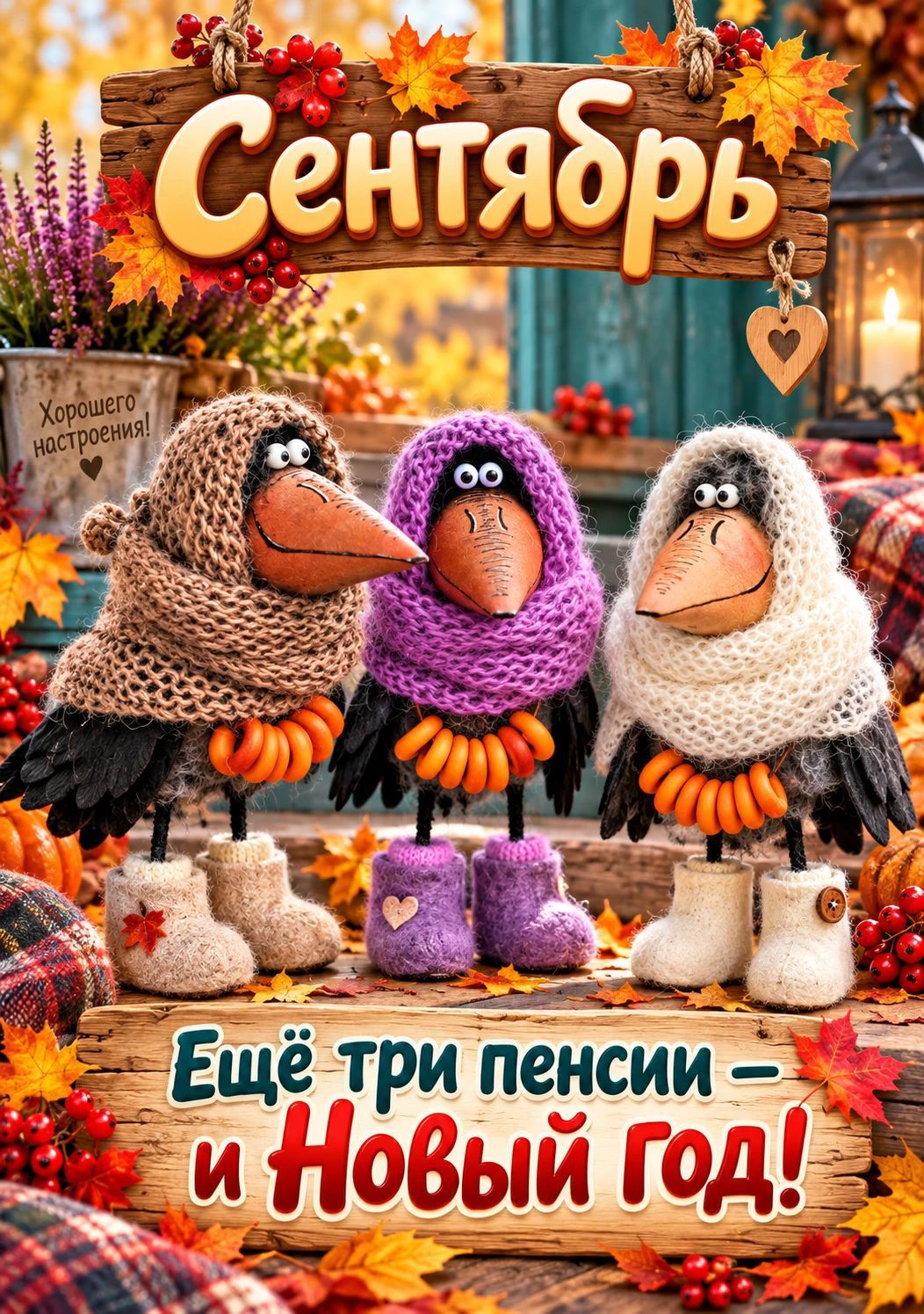 Сентябрь. Хорошего настроения! Ещё три пенсии — и Новый год!