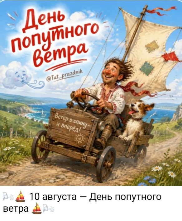 День попутного ветра @Tut_prazdnik Ветер в спину - и вперёд! 10 августа — День попутного ветра